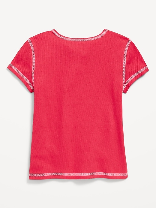 View large product image 2 of 4. Fitted Ribbed Graphic T-Shirt for Girls