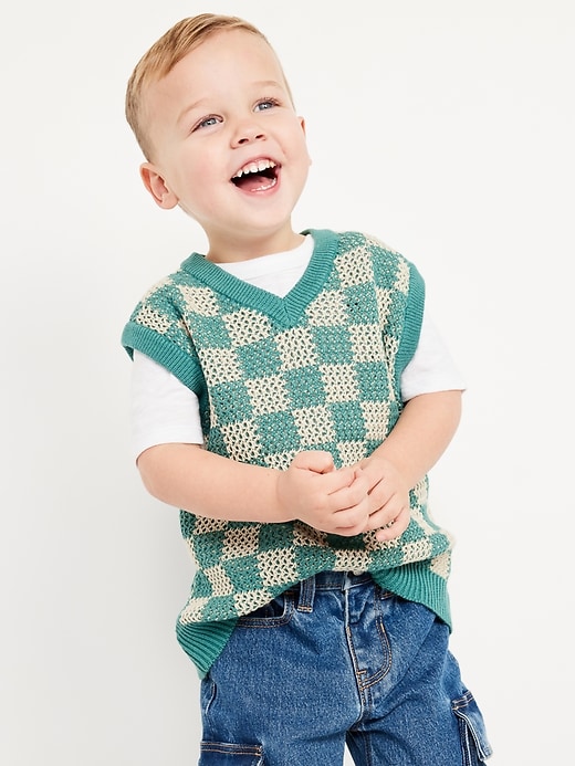 View large product image 1 of 2. Oversized Sweater-Knit Vest for Toddler Boys