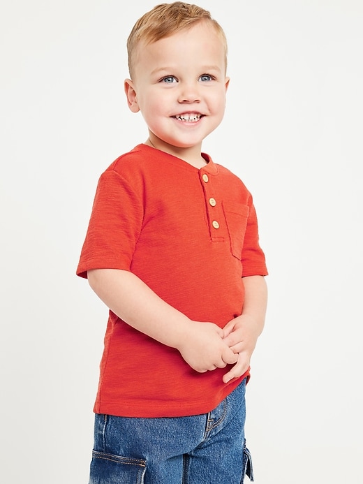 View large product image 1 of 2. Short-Sleeve Henley Pocket T-Shirt for Toddler Boys