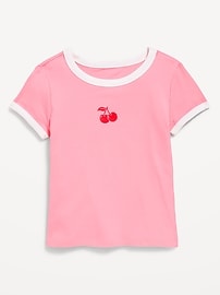 View large product image 3 of 4. Fitted Ribbed Graphic T-Shirt for Girls