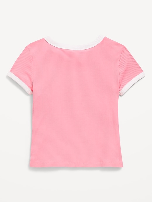 View large product image 2 of 4. Fitted Ribbed Graphic T-Shirt for Girls