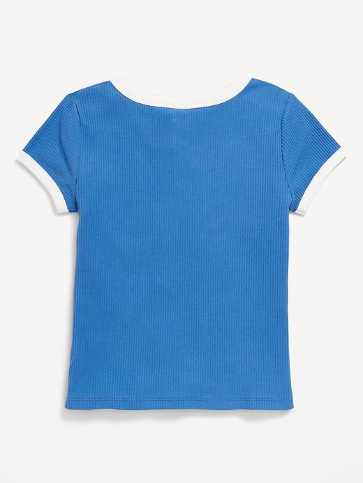 View large product image 2 of 4. Fitted Ribbed Graphic T-Shirt for Girls