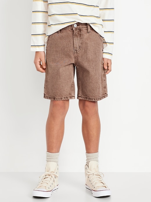 View large product image 1 of 5. Knee Length Baggy Carpenter Jean Shorts for Boys