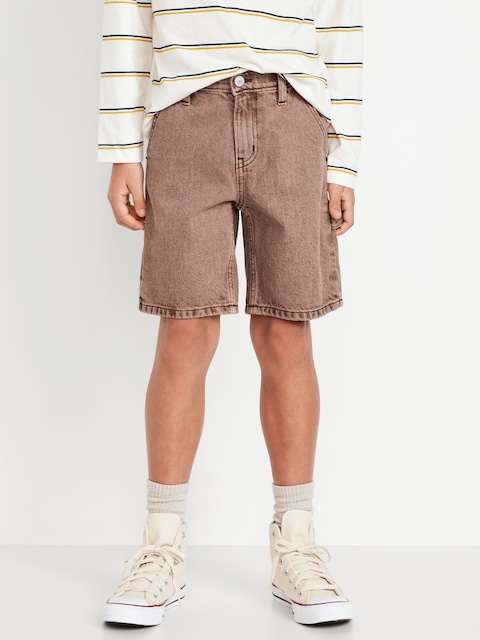 Knee Length Baggy Carpenter Jean Shorts for Boys