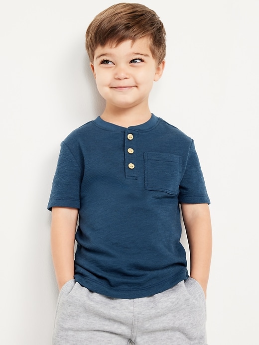 View large product image 1 of 2. Short-Sleeve Henley Pocket T-Shirt for Toddler Boys