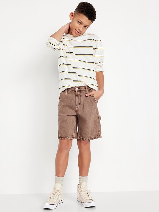 Image number 3 showing, Knee Length Baggy Carpenter Jean Shorts for Boys
