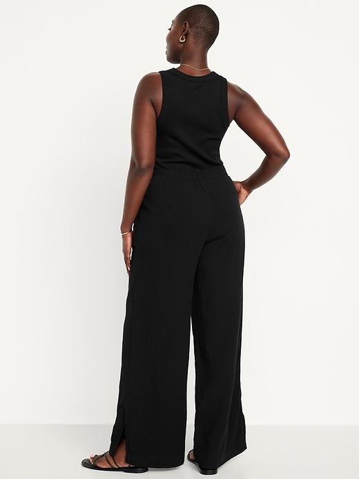 Image number 5 showing, High-Waisted Crinkle Gauze Wide-Leg Pants