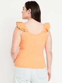Ruffle-Trim Mixed Material Top