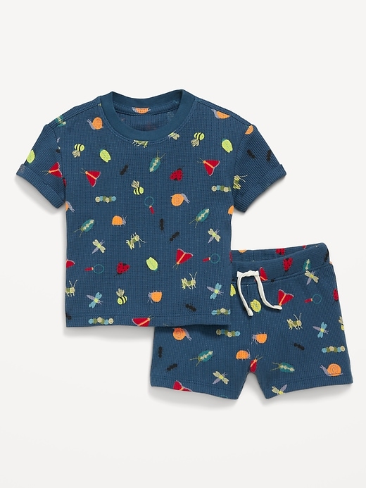 View large product image 1 of 2. Printed Waffle-Knit Top and Shorts Set for Baby