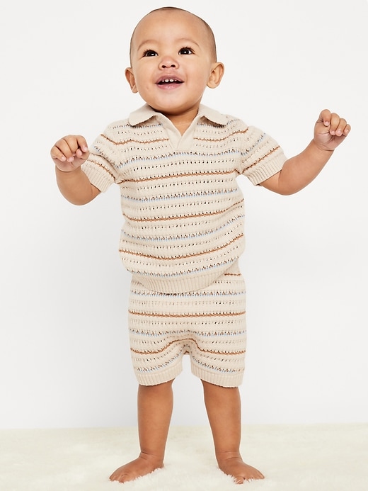 View large product image 1 of 2. Sweater-Knit Collared Top and Shorts Set for Baby