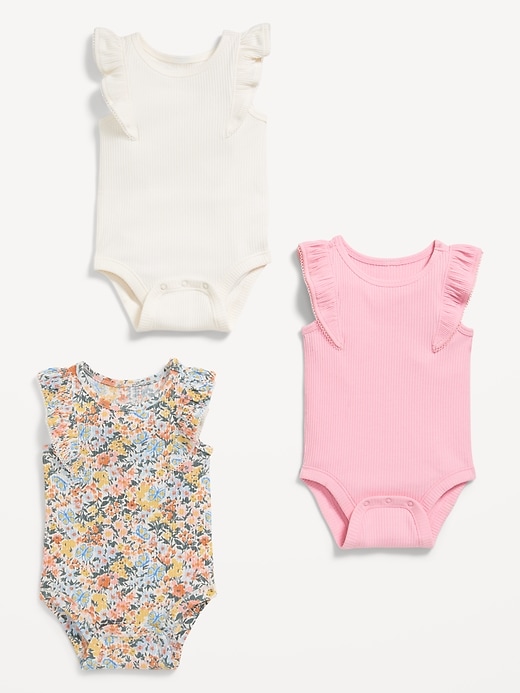 View large product image 2 of 2. Printed Short-Sleeve Ruffle-Trim Bodysuit 3-Pack for Baby