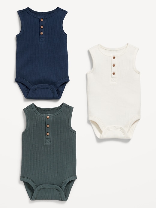 View large product image 2 of 2. Sleeveless Waffle-Knit Henley Bodysuit for Baby