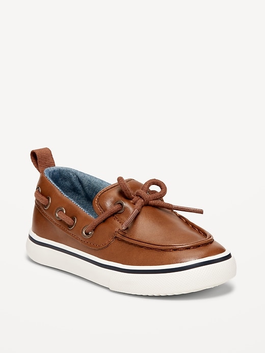 View large product image 1 of 2. Faux-Leather Boat Shoes for Toddler Boys