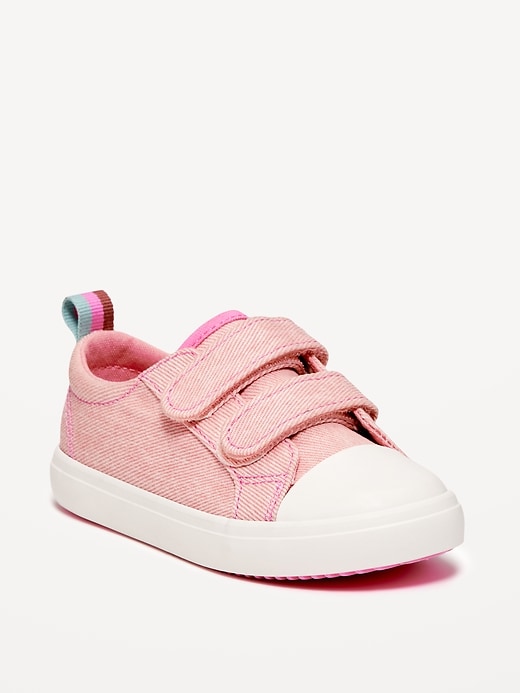 View large product image 1 of 2. Double Secure-Strap Twill Sneakers for Toddler Girls