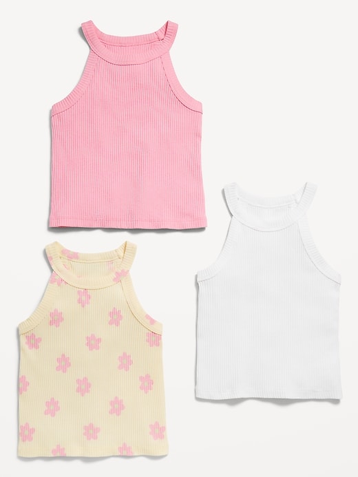 View large product image 2 of 2. 3-Pack Fitted Halter Tank Tops for Toddler Girls