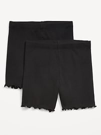 Image number 1 showing, Ribbed Lettuce-Edge Biker Shorts 2-Pack for Toddler Girls