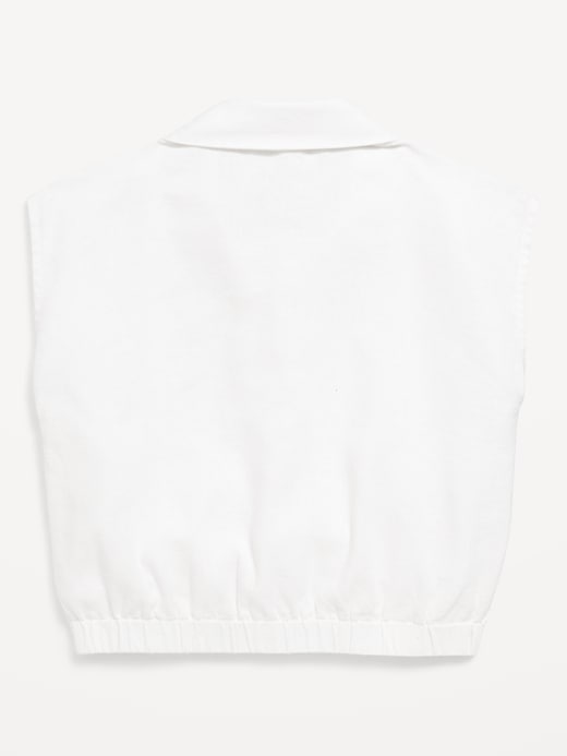 L'image numéro 3 présente Chemisier en mélange de lin à nouer avec devant boutonné pour fille