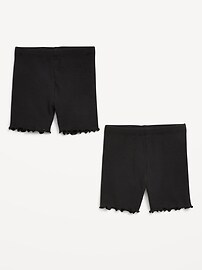Image number 2 showing, Ribbed Lettuce-Edge Biker Shorts 2-Pack for Toddler Girls