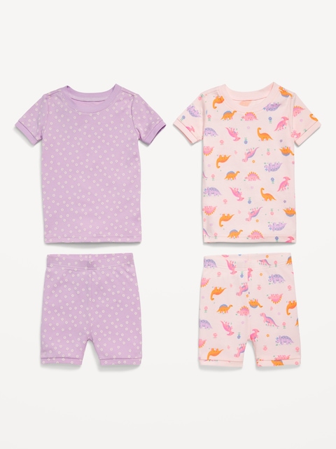 Snug-Fit Printed Pajama 4-Piece Set for Toddler & Baby