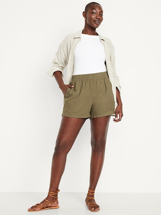 Image number 4 showing, High-Waisted Linen-Blend Shorts -- 3.5-inch inseam