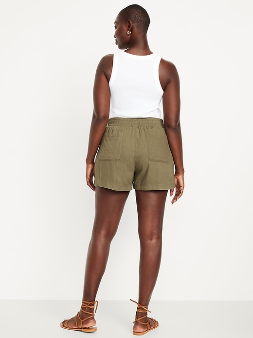 Image number 5 showing, High-Waisted Linen-Blend Shorts -- 3.5-inch inseam