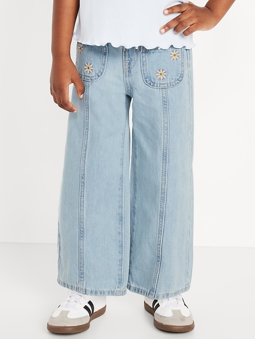 View large product image 2 of 3. High-Waisted Baggy Mariner Wide-Leg Jeans for Toddler Girls