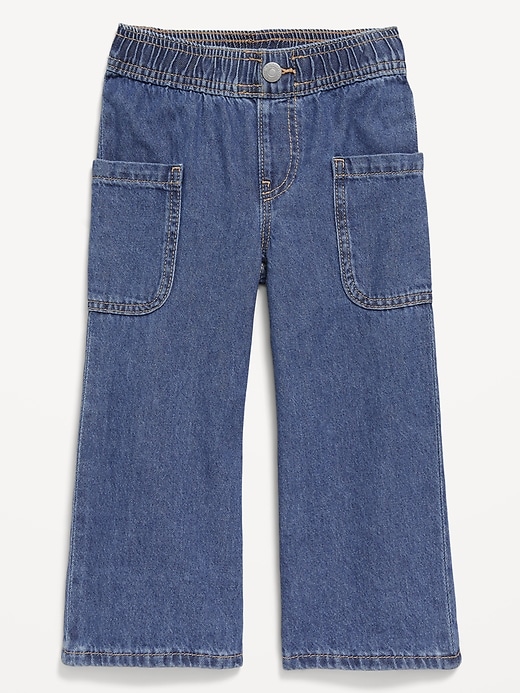 View large product image 2 of 2. Pull-On Baggy Wide-Leg Cargo Jeans for Toddler Girls