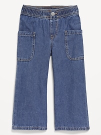 L'image numéro 2 présente Jean cargo coupe généreuse à jambe large et à taille élastique pour toute-petite fille