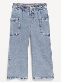 Image number 2 showing, Pull-On Baggy Wide-Leg Cargo Jeans for Toddler Girls