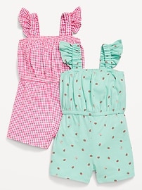 Image number 1 showing, Sleeveless Ruffle-Trim One-Piece Romper 2-Pack for Toddler Girls