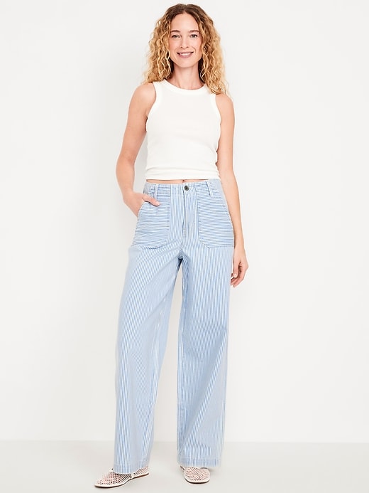 Image number 1 showing, High-Waisted Baggy Wide-Leg Trouser Jeans