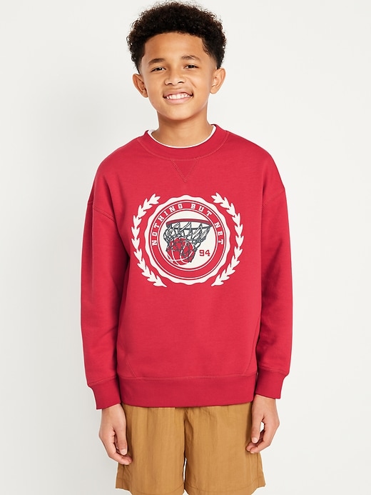 View large product image 1 of 3. Oversized Graphic Fleece Crew-Neck Sweatshirt for Boys