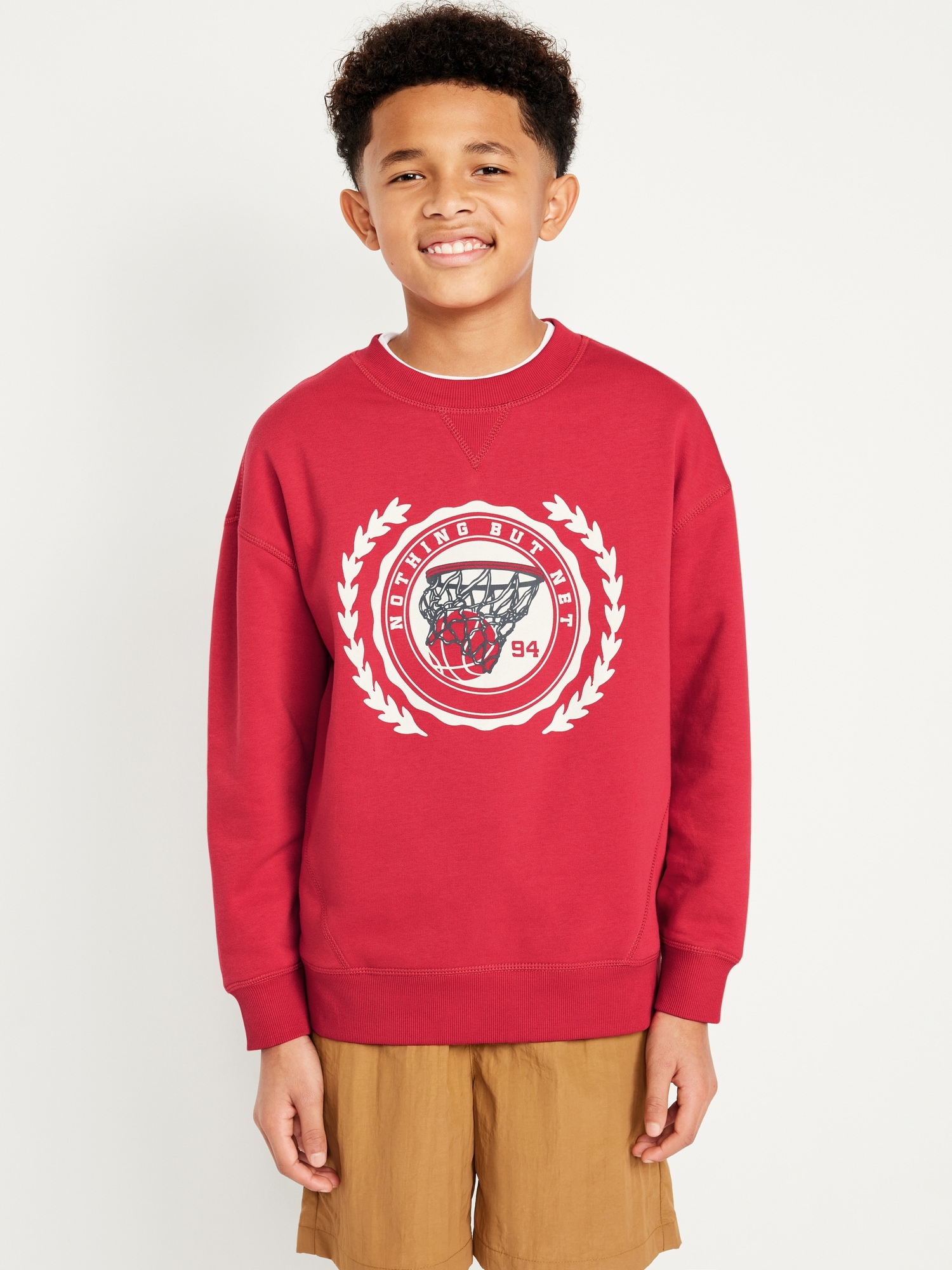 Oversized Graphic Fleece Crew-Neck Sweatshirt for Boys