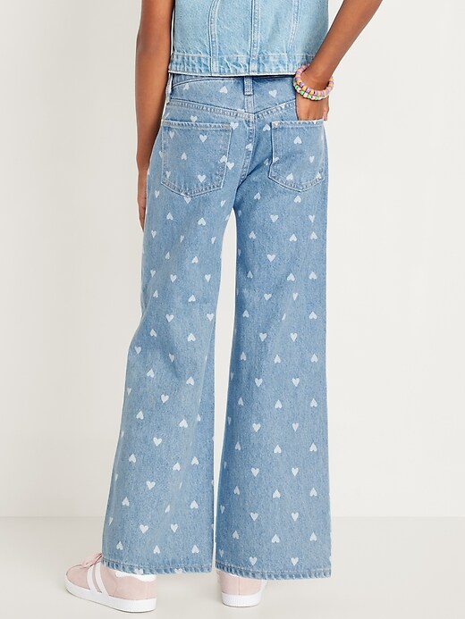 View large product image 2 of 5. Printed High-Waisted Baggy Wide-Leg Jeans for Girls