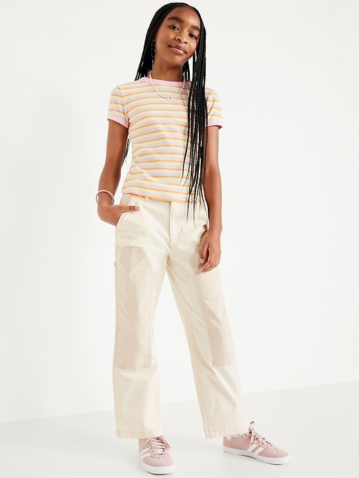 L'image numéro 3 présente Pantalon de menuisier ample à taille haute pour fille