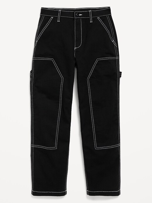 L'image numéro 4 présente Pantalon de menuisier ample à taille haute pour fille