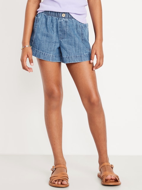 Loose Utility Jean Shorts for Girls