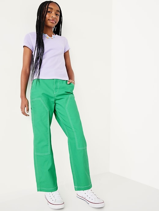 L'image numéro 3 présente Pantalon de menuisier ample à taille haute pour fille
