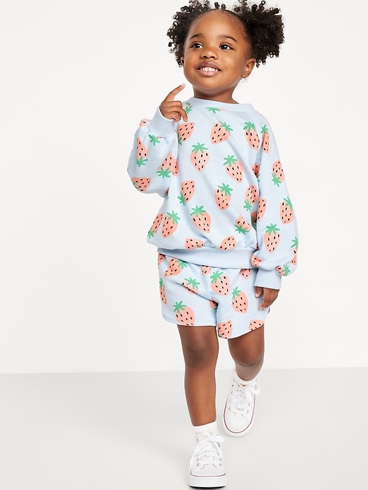 View large product image 1 of 2. Printed French-Terry Sweatshirt and Shorts Set for Toddler Girls