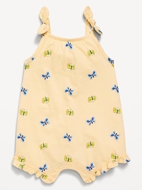 Image number 1 showing, Sleeveless Tie-Knot Graphic One-Piece Romper for Baby