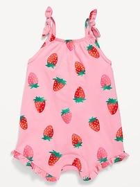 Image number 1 showing, Sleeveless Tie-Knot Graphic One-Piece Romper for Baby