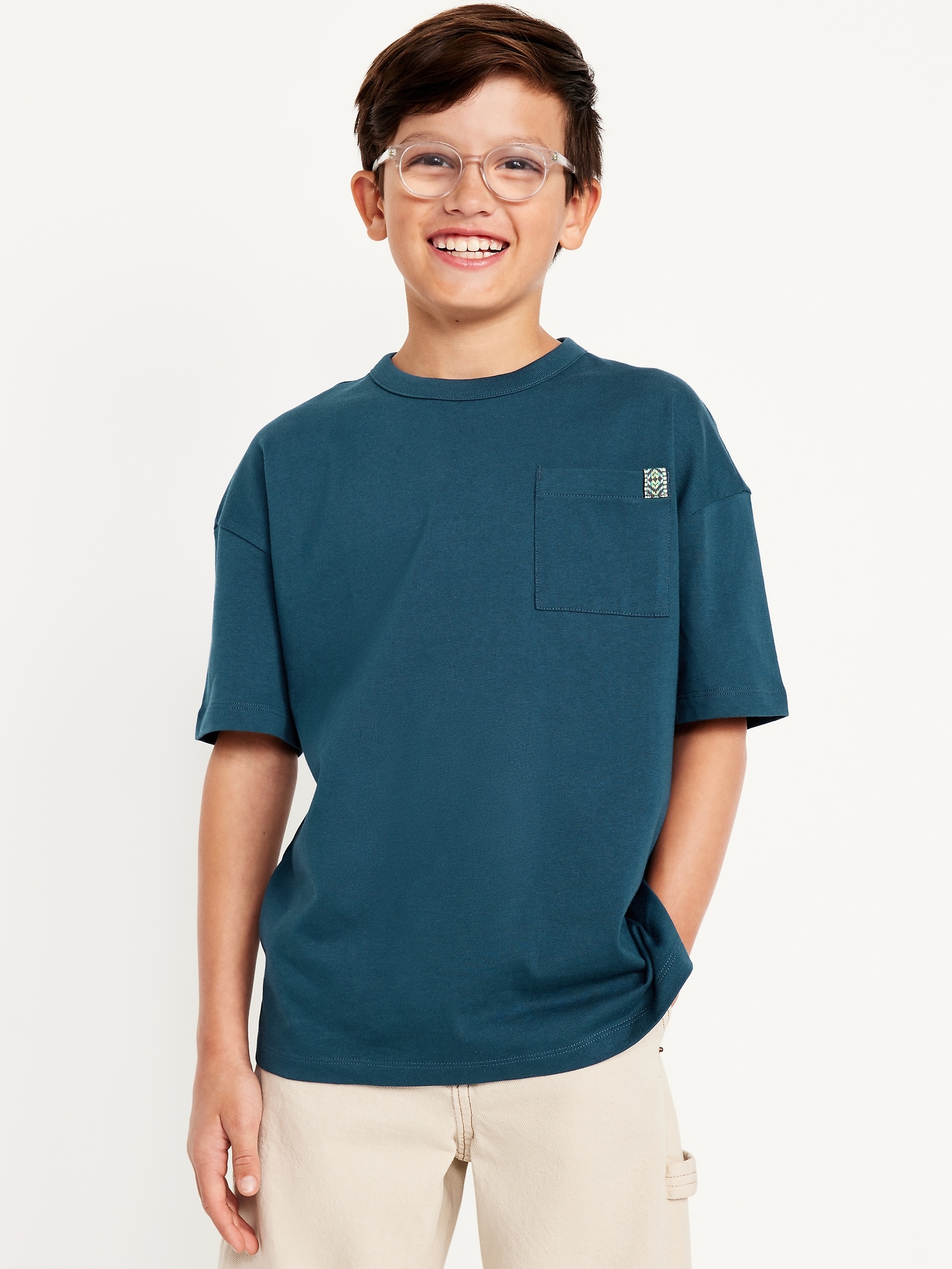 Oversized Short-Sleeve Pocket T-Shirt for Boys