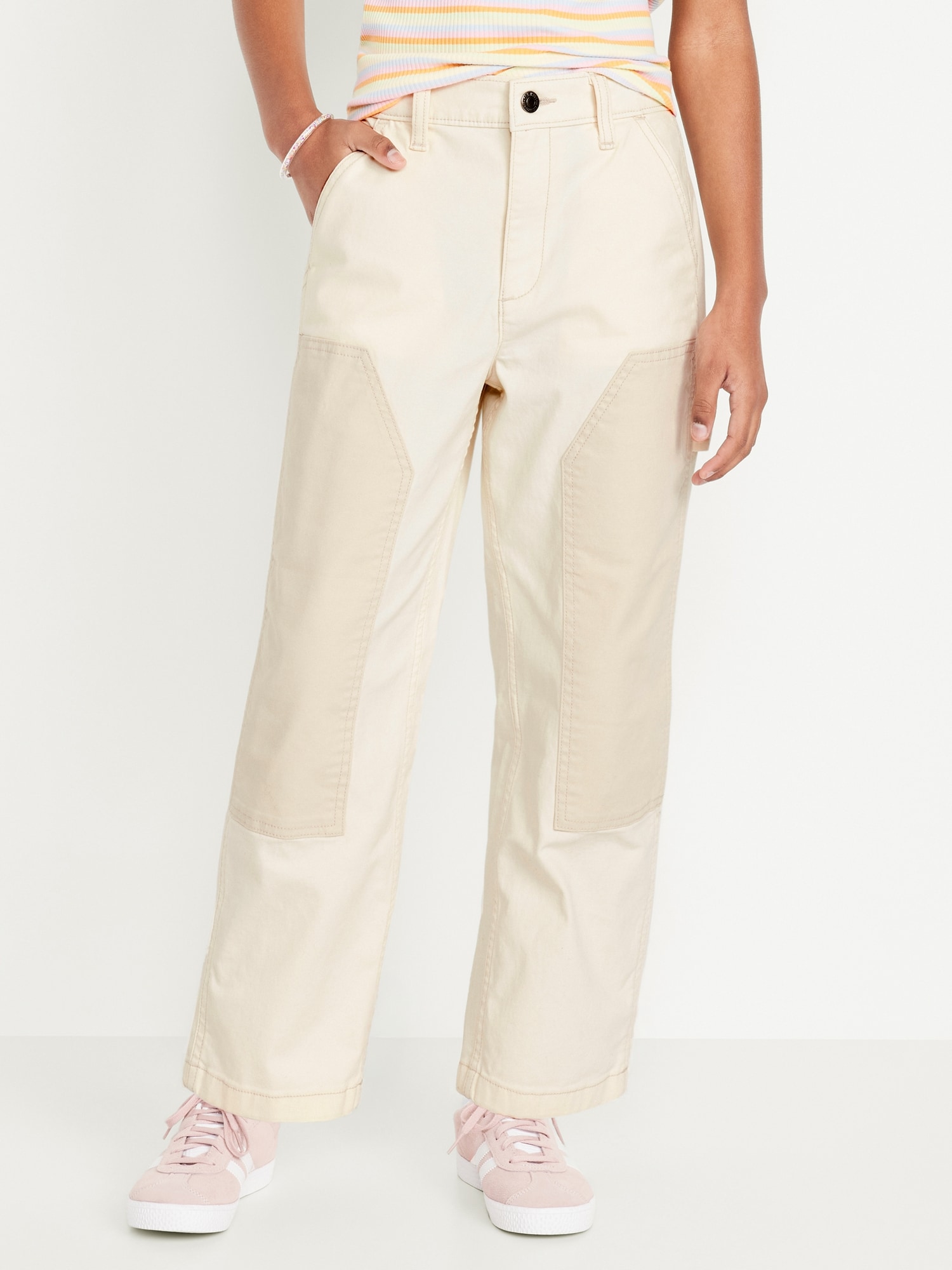 Loose High-Waisted Carpenter Pants for Girls