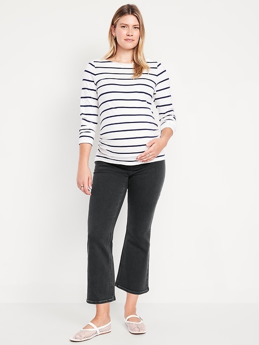 Image number 1 showing, Maternity Front Low-Panel Crop Flare Jeans