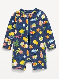 Image number 1 showing, Printed Zip-Front Rashguard One-Piece Swimsuit for Baby