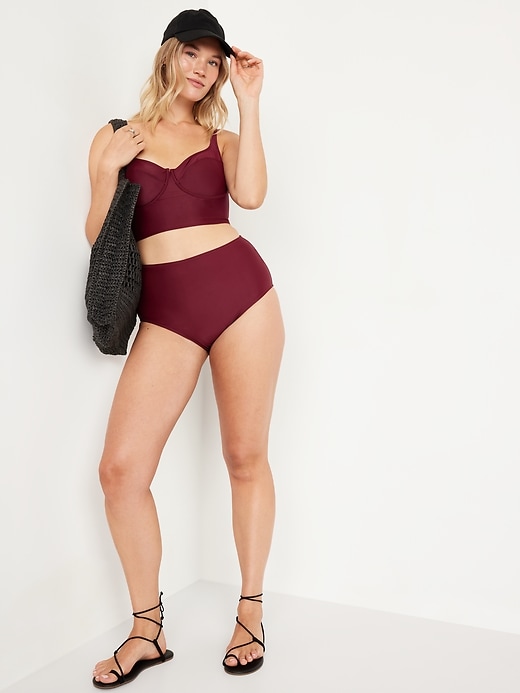 Image number 3 showing, Matte High-Waisted Bikini Swim Bottoms