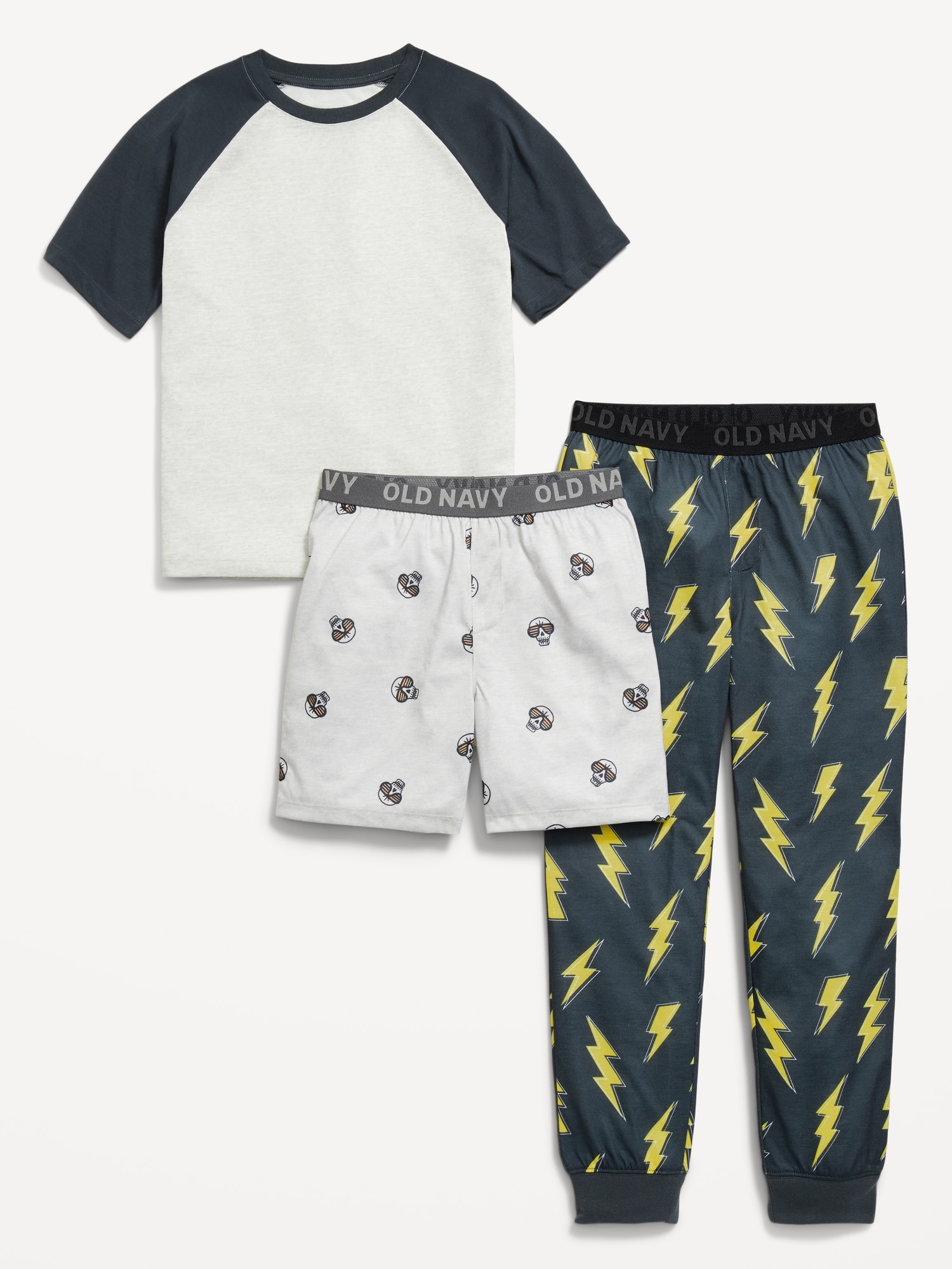 3-Piece Jersey-Knit Pajama Set for Boys