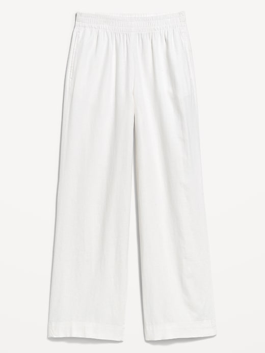 Image number 8 showing, High-Waisted Linen-Blend Wide-Leg Pants