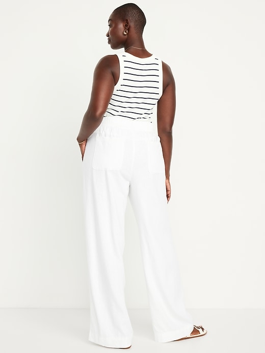 Image number 5 showing, High-Waisted Linen-Blend Wide-Leg Pants