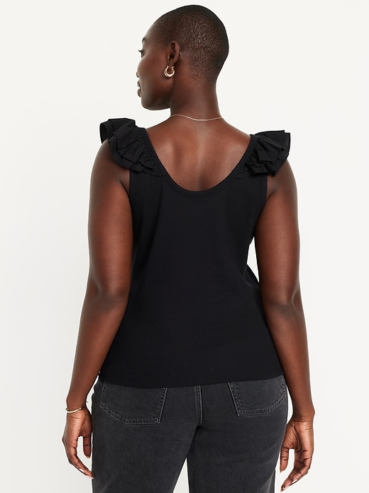 Image number 6 showing, Ruffle-Trim Mixed Material Top